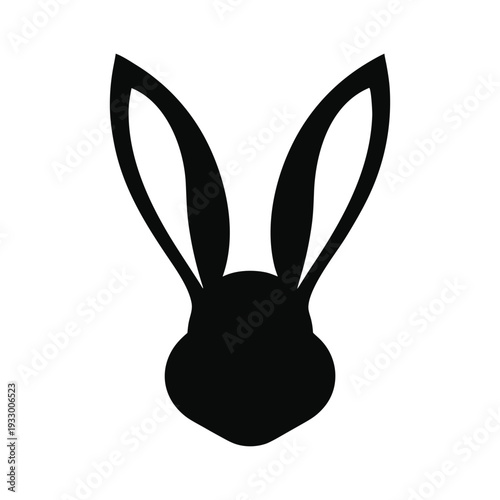 Minimalist Silhouette of Rabbit Ears on White Background Melancholic