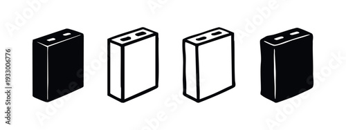 Isometric Power Bank Icons. Vector set of portable battery chargers and external batteries for mobile devices.