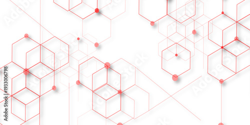 abstract geometric red texture background red hexagon 3D background texture. 3d rendering illustration. Clear pattern abstract background hexagon .Futuristic abstract banner.	
