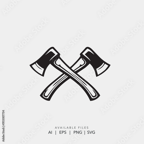 Crossed Axes Vector Icon - Vintage Lumberjack and Woodworking Emblem for Outdoor Adventure and Carpentry Branding