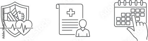 Modern digital services and healthcare management icons