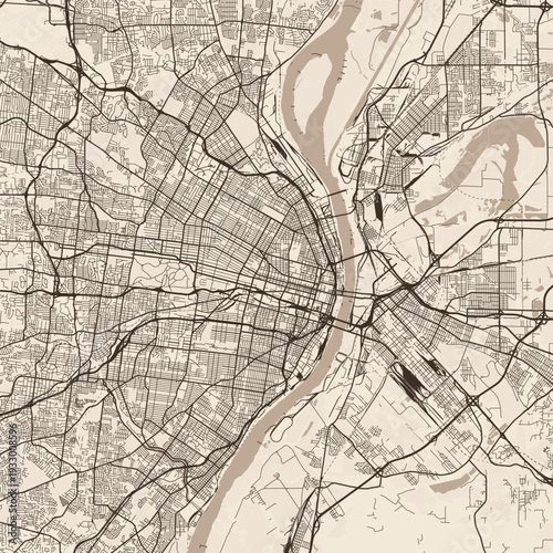 St. Louis City Map explore the architectural elegance of seattle in this sophisticated sepia hued vector graphic where meticulous linework captures the essence of the urban grid in an understated.