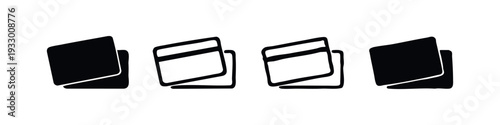 Hand-drawn set of simple credit card and document icons, versatile for various financial and identity uses.