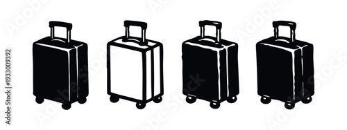 Modern isometric set of travel luggage and suitcase icons, ideal for travel, logistics, and transportation design.