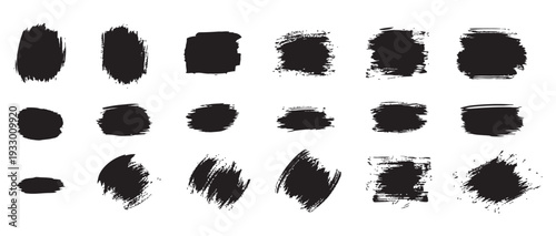 Collection of black brush strokes on white background