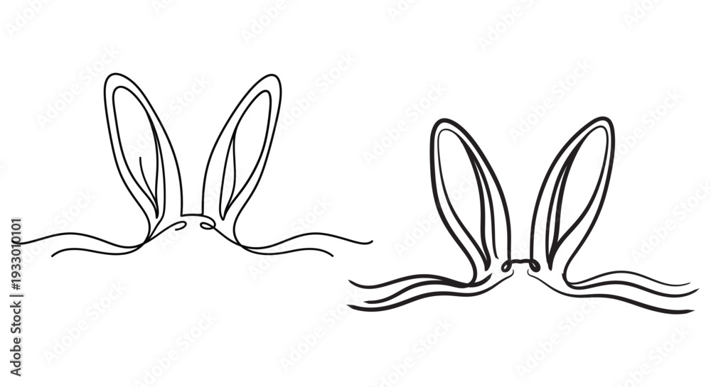 Obraz premium A comparison of two rabbit ear outlines in black and white