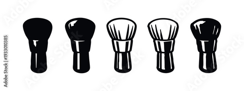 Collection of Detailed Hand Drawn Cosmetic Brush Icons with Highlights