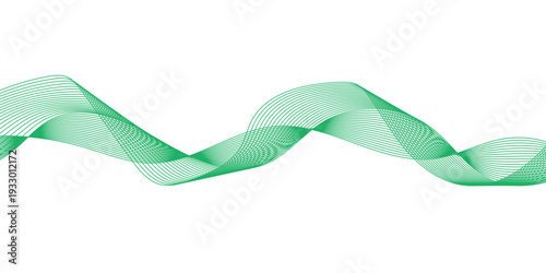 Abstract wavy green stream element for design on transparent background isolated. green lines vector illustration. Curved wave. Abstract wave element for design.	