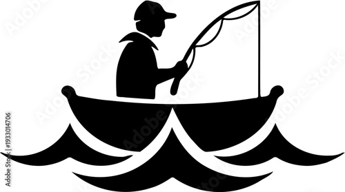 vector illustration of fishing icon, isolated on white