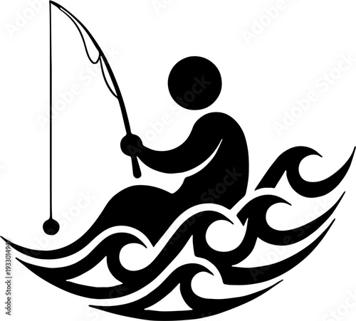 vector illustration of fishing icon, isolated on white
