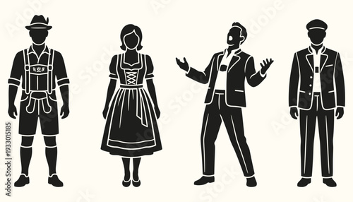 German Traditional and Formal Attire Silhouettes
