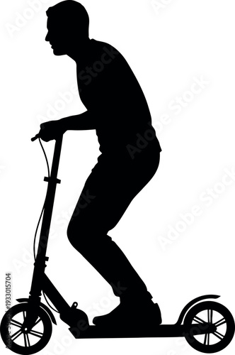 Sports silhouette of a person riding a scooter