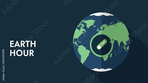 Global environmental conservation concept with a stylized Earth globe featuring a power switch turned off, symbolizing energy saving and planet protection