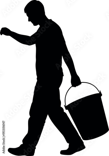 Sports silhouette of a man walking with a bag