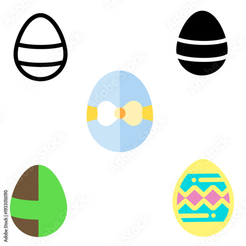 Minimalist Easter Egg Icon Set with Decorative Patterns for Spring Holidays