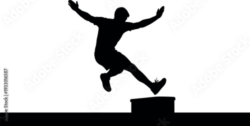 Sports silhouette of a man jumping over an obstacle in athletics