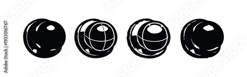 Collection of Modern Oval Icons Featuring Internal Grid and Reflective Details