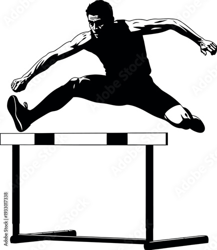 Athlete in motion sports silhouette of a hurdler in action