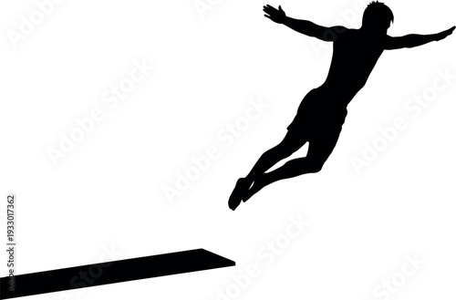 Athlete in motion sports silhouette of a person jumping over a hurdle