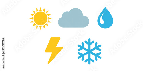 A collection of weather icons representing different atmospheric conditions and phenomena Vector
