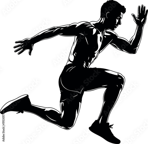 Sports silhouette of a man running fitness and athleticism