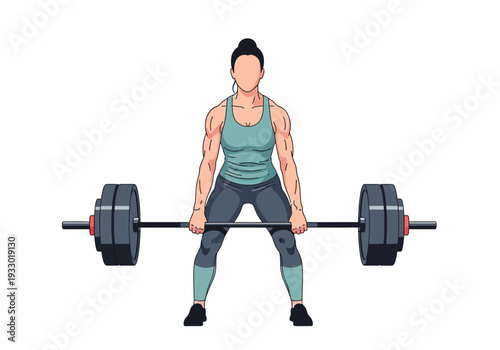 Woman performing a deadlift exercise with a barbell in a gym setting.