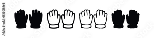 Hands in Work Gloves Icon Set. Safety and Protection Symbol Collection.