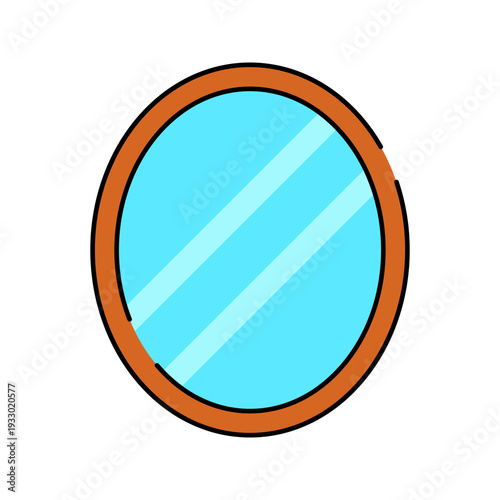 Wall Mirror flat design style oval mirror reflecting light perfect for interior decoration furniture layouts and home design concepts