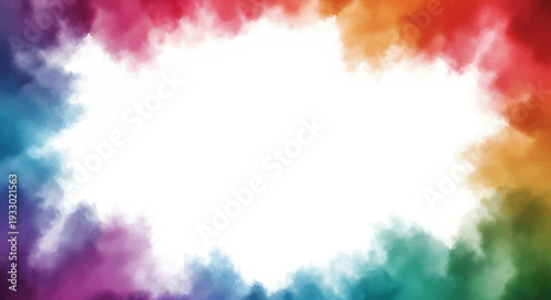 Colorful Holi Festival Day Frame with a vibrant rainbow design and blank space for decoration or text on a white background