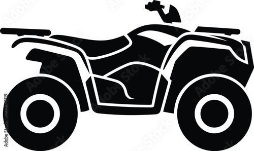 Stylized black silhouette icon of a fourwheel allterrain vehicle isolated on transparent background for graphic design purposes