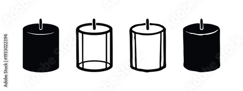 Diverse Candle Icons Set. Creative Wax Candle Silhouette and Outline Vector Designs.