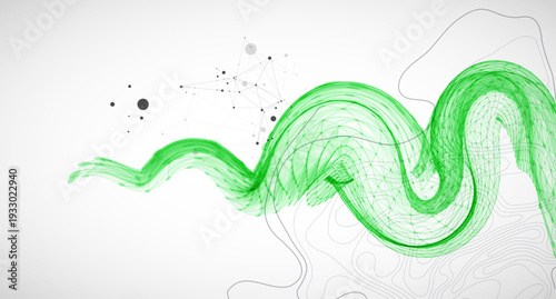 The abstract wave is made in a frame style. Template for science and technology presentation.