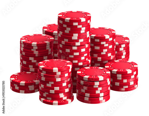 Red Casino Poker Chips Flat Vector Illustration