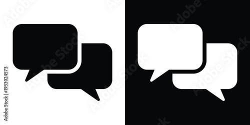 Outline vector icon of two speech bubbles representing dialogue and conversation. Clean linear design for messaging apps, social media interaction, and digital communication symbols.