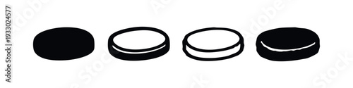 Set of diverse earbud and in-ear headphone icons in various black and white styles.
