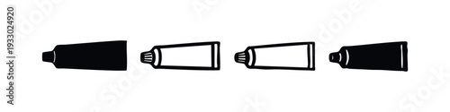 Set of hand-drawn tube icons, representing products like toothpaste or cream.