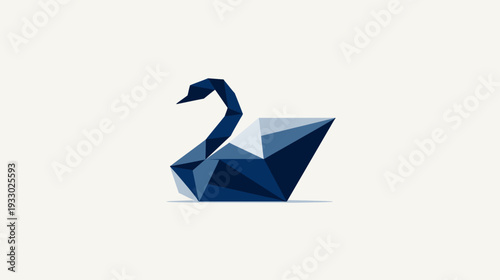 Geometric swan illustration on white background for design and decoration