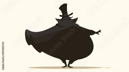 Animated silhouette of a character in formal attire with top hat