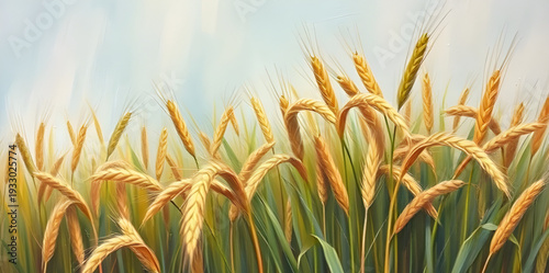 wheat, ears, grain, cereal, harvest, agriculture, farming, field, rural, countryside, nature, crop, plant, golden, yellow, brown, oil, painting, artwork, art, canvas, texture, brushstroke, fineart, cl