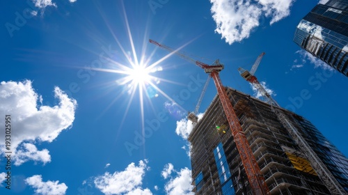 Wallpaper Mural Low Perspective Corner Shot of a Commercial Tower Under Mid-Construction Torontodigital.ca