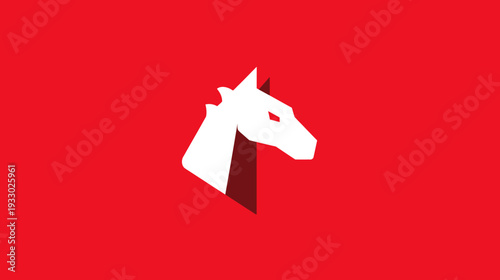 Geometric horse head on red background vector illustration for branding