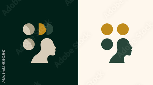Abstract concept of human mind and ideas in minimalist style