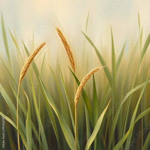 wheat, ears, grain, cereal, harvest, agriculture, farm, farming, field, rural, countryside, nature, crop, plant, golden, yellow, oil, painting, artwork, art, canvas, texture, brushstroke, fineart, cla