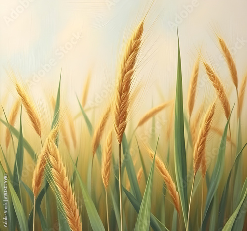 wheat, ears, grain, cereal, harvest, agriculture, farm, farming, field, rural, countryside, nature, crop, plant, golden, yellow, oil, painting, artwork, art, canvas, texture, brushstroke, fineart, cla