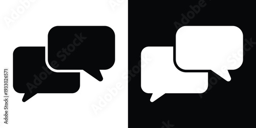 Outline vector icon of two speech bubbles representing dialogue and conversation. Clean linear design for messaging apps, social media interaction, and digital communication symbols.