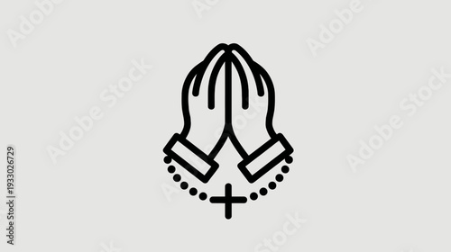 Hands in prayer icon simple outline for spirituality and religion themes