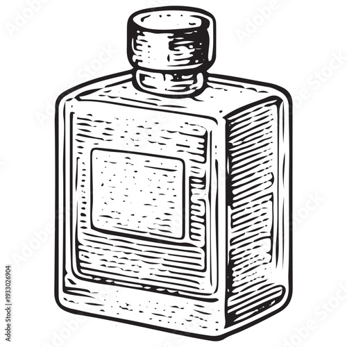 Luxury Perfume Bottle Fashion Accessory Vintage Engraved Line Art Illustration