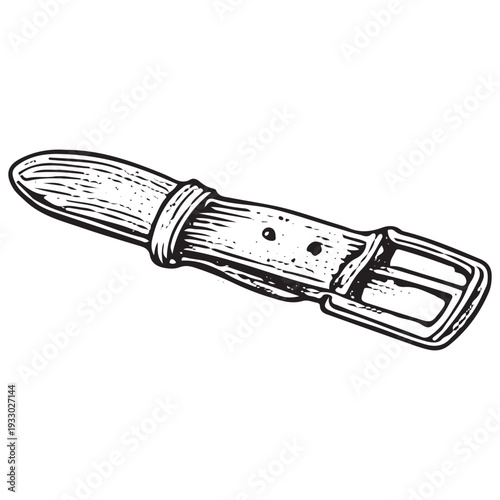 Classic Leather Belt Fashion Accessory Vintage Hand Drawn Engraving Style