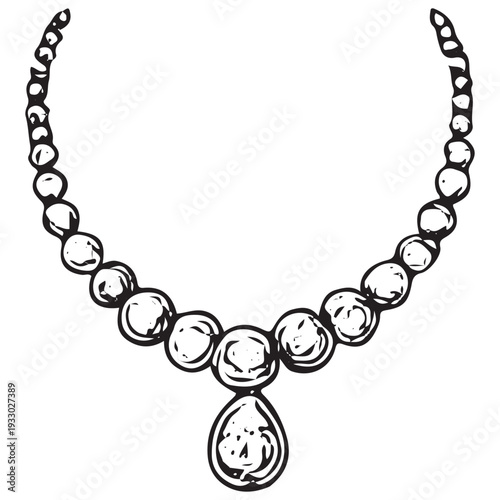 Beaded Necklace Jewelry Fashion Accessory Vintage Engraving Illustration