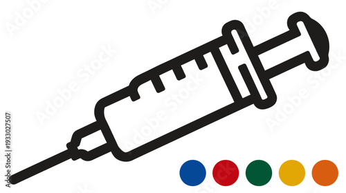 Simple black outline syringe icon for medical, health, vaccination, injection, and drug delivery concepts. Minimalist vector illustration.